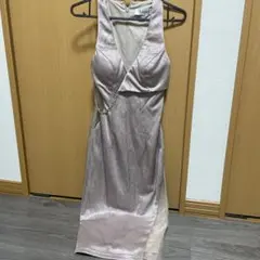 ピンク Vネック ボディコンドレス サイドスリット