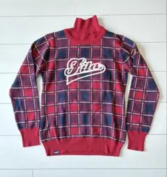 ［美品】 FILA GOLFフィラゴルフ 2wayセーター 赤チェック L