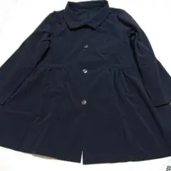 百貨店購入 上質コート 紺色 細いボーダー