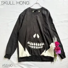 スカルホン SKULL HONG スウェット　スカル ビッグプリント ブラックのサムネイル