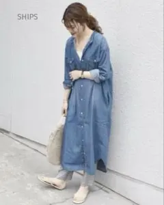 《美品》SHIPSシップス別注Wranglerノーカラーデニムワンピース　完売品