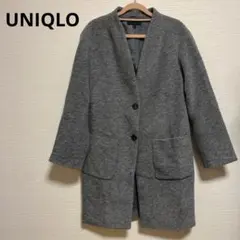 UNIQLO ウールブレンド　ビックシルエット　ノーカラーコート　Sサイズ