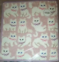 FEILER モフモフネコちゃん　ハンカチ ピンク