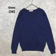 Ozoc 長袖Vネックニット　ネイビーブルー【38】シンプル　無地　綺麗め