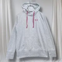 アンダーアーマー レディース パーカー S グレー ピンクロゴ スポーツ 秋冬