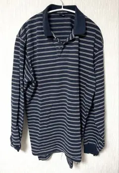 Polo by Ralph Lauren 長袖ポロシャツ L ネイビーストライプ