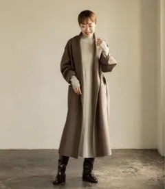 spick & span ビーバーニュアンスカラーオーバーコート キャメル 36