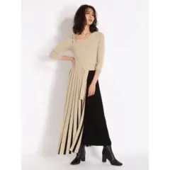 [フレイ アイディー]バイカラープリーツリブワンピース