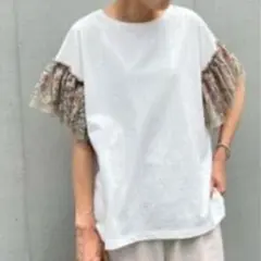 ビアズリー　チュール　フリルスリーブ　半袖　Tシャツ 　フリーのサムネイル