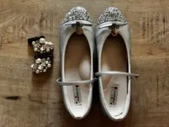 Le creative? ビジュー付き バレエシューズ シルバー 23cm