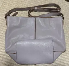 本革グレー ショルダーバッグ