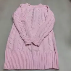 更に短時間値下げ‼️ピンク ケーブル編み 長袖ニットセーター　チュニック