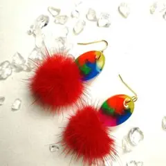 ビビットなマーブルなピアス
