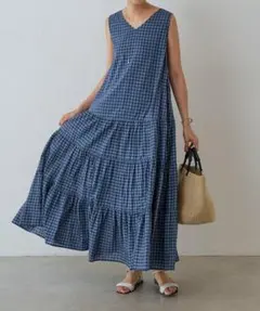 ビアズリー　新品未使用タグ付き　ギンガムティアードノースリーブワンピース