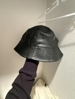 レザー バケットハット 黒