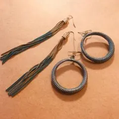 ターコイズペイントピアス2点set