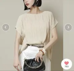 NANO universe ランダムプリーツカットフレンチスリーブトップス