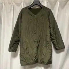 earth music&ecology ノーカラーキルティングコート カーキ