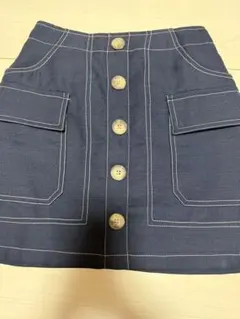 REDYAZEL ネイビー ボタン付きミニスカート