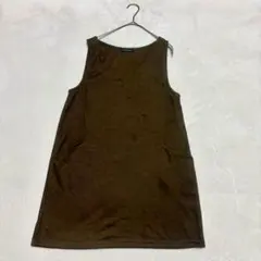 【サンナーゼ】ノースリーブチュニック（M）Vネック フレア トップス 無地