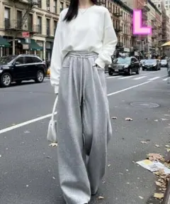 スウェットパンツ ストレート スタイルアップ グレー L 部屋着 ダンスレッスン