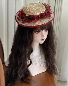 ロリータ 麦わら帽子 カンカン帽 パープルリボン ロリータ 麦わら帽子 カンカン帽 パープルリボン - メルカリ