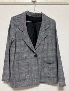 テーラードジャケット グレー系 チェック柄