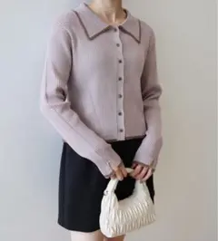 earth music&ecologyバイカラートリムニットカーディガン