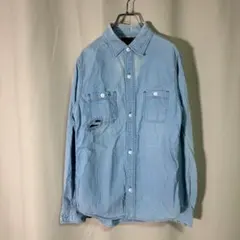 ㉒ ロンハーマンヴィンテージ コーデュロイシャツ ダメージリペア加工 水色 S