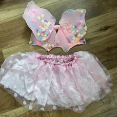 ピンクの蝶のコスチュームセット　妖精フェアリーコスプレハロウィン　スカート付き