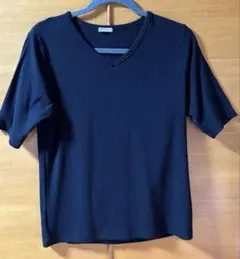 CINEMA CLUB リブVネックTシャツ ブラック LLのサムネイル