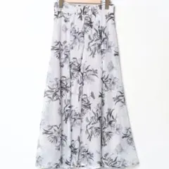 新品タグ付き INGNI 花柄フレアロングスカート ホワイト M ウエストゴム