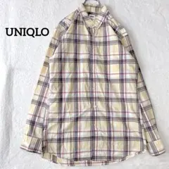 【ユニクロ】チェックシャツ M イエロー メンズ 男女兼用 フランネルシャツ
