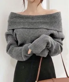オフショルニットトップス