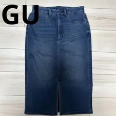 GU デニムタイトスカート ダークブルー スリット入り※裏起毛
