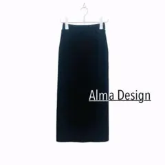 * Alma Design アロマデザイン リブ編みタイトスカート 黒 春夏