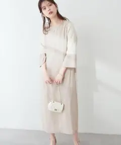 【新品タグ付き】natural couture レース切替フリル袖ワンピース
