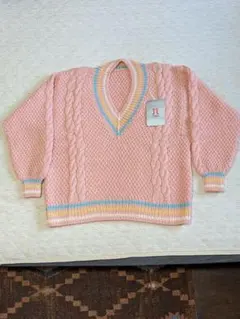 ハマナカ/チルデンニットセーターケーブル編み・ピンク・タグ付き・新品未使用