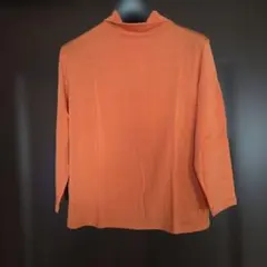 オレンジ系、五分袖、トップス、長袖、タートルネック、サイズM