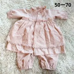 モクモフ　ロンパース　ピンク　50−70　おめかし