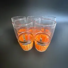 昭和レトロ 花柄グラス 5個セットで コップ 中古