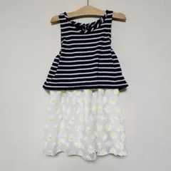 ワンピース　ノースリーブ　チュール　レース　花　刺繍　 ボーダー　110