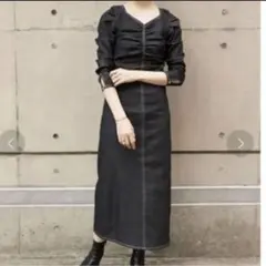 ランダ　ブラックデニムワンピース