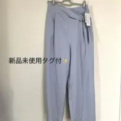 tocco closet ベルト付き　タックワイドパンツ　サックスブルー　M