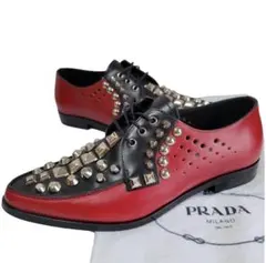 極美品　プラダ スタッズ レースアップ ドレスシューズ 革靴　22.５センチ程度