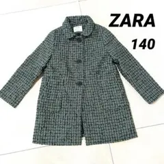 ZARA Kids チェスターコート グリーン系チェック サイズ10（140㎝）