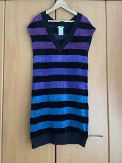 定価13万インポート　ソニアリキエル　グラデーションボーダーベロアワンピース