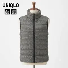 UNIQLO ダウンベスト ヘリンボーン柄 撥水加工 ダウン90% L