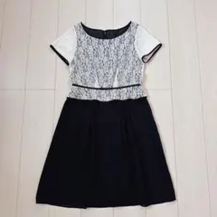 フォーマル レース半袖 ひざ丈 ワンピース 11号