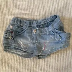 バックス BACKS （F） ショートパンツ ペイント柄 デニム　ブルー